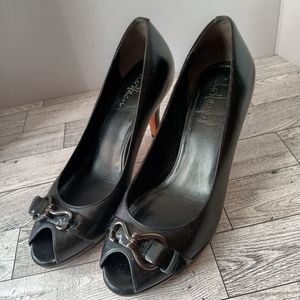 Cole Haan Nike Air Women’s Black  Leather Peep Toe Heels Pumps Size 7.5B